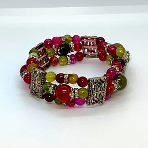 Beautiful Pink, Purple, And Green Beaded Bracelet